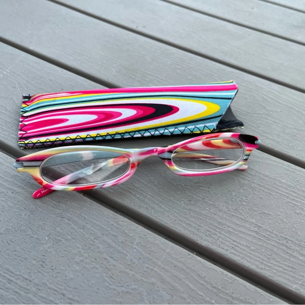 Reading Glasses Red Pink Tie Dye Swirl Multi Fashionista Visionista CPR24 +2.25